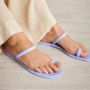 Jeffrey Campbell Darby-JLL Squared Open Toe Jelly Slide Flat Sandals
